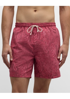 Men's Paisley-Print Drawstring Swim Shorts