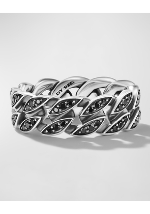 Men's Curb Chain Ring in Silver with Diamonds, 8mm