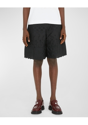 Men's Broderie Anglaise Easy Drawstring Shorts