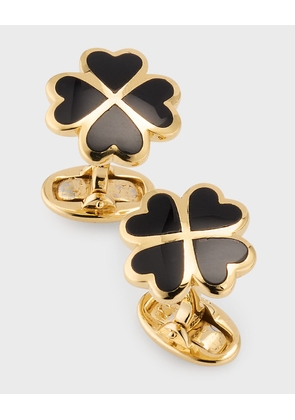 Men's 18K Gold Vermeil Black Onyx Four Leaf Clover Cufflinks