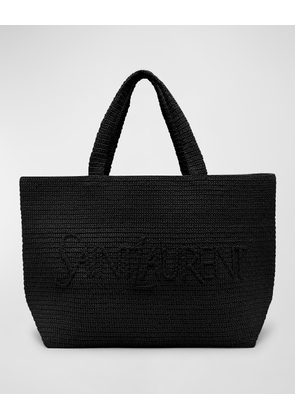 East-West Logo Raffia Tote Bag