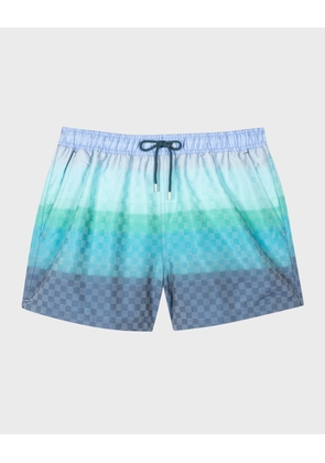 Men's Checkered Degrade Swim Trunks