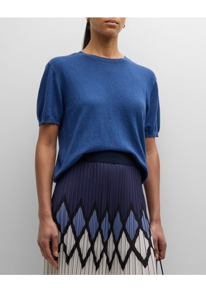 Short-Sleeve Cashmere Crewneck Top