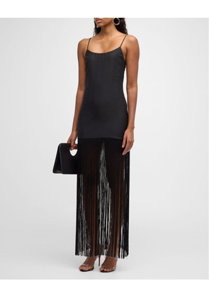 Zodiac Draped Fringe Gown