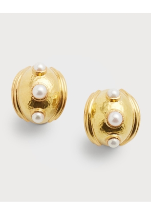 19K Small Pearl Puff Earrings