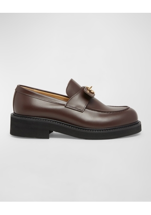 VLogo Medallion Leather Slip-on Loafers