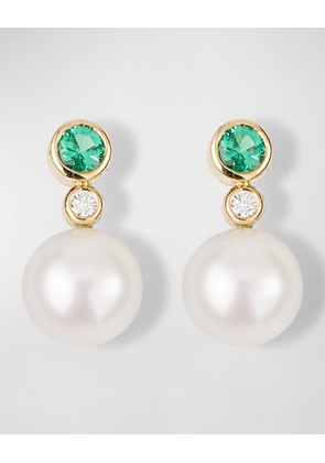 Gemstone Diamond Pearl Stud Earrings