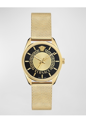 36mm V-Circle Watch with Bracelet Strap, Yellow Gold