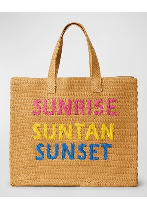 Sunrise Suntan Sunset Straw Tote Bag