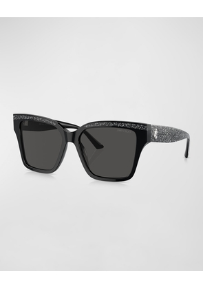 Glittery Acetate & Plastic Square Sunglasses