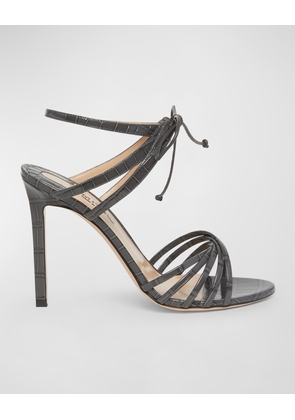 Angelica Strappy Leather Ankle-Tie Sandals