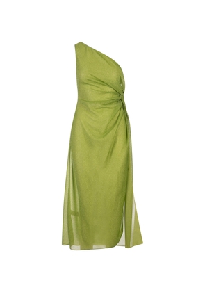 Oseree Lime Lumiere One-shoulder Midi Dress