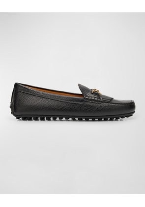 Leather T-Ring Kiltie Driver Loafers