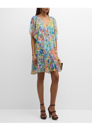 Margaret Flounce Floral-Print Chiffon Dress