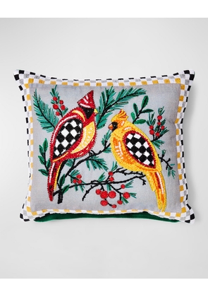 Holiday Cardinals Beaded Pillow