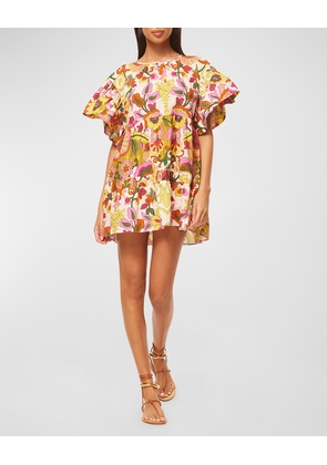 Mabel Flutter-Sleeve Mini Babydoll Dress