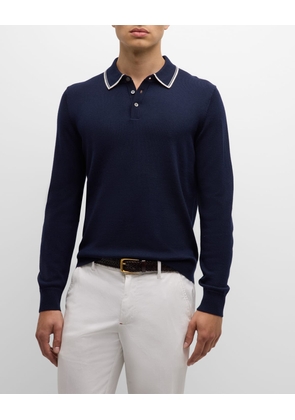 Men's Tipped Wool Polo Sweater