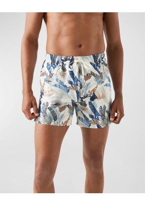 Men's Leaf-Print Swim Trunks