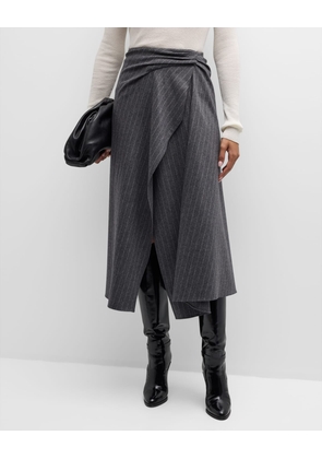 Clara Pinstripe Midi Wrap Skirt