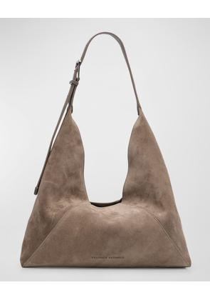 Buckle Suede Hobo Bag