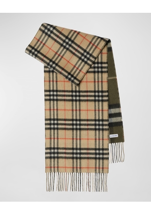 Reversible Green Check Cashmere Scarf