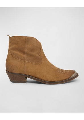 Young Zip Suede Western Booties