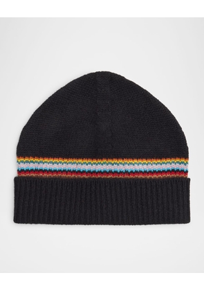 Men's Lambswool Signature Block Stripe Beanie Hat