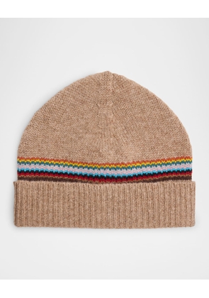 Men's Lambswool Signature Block Stripe Beanie Hat