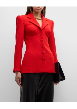 Bustier Stretch Wool Crepe Fitted Jacket