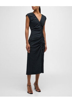 Auren V-Neck Ruched Midi Dress