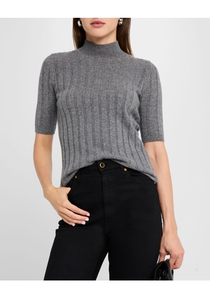 Cashmere Ribbed Mock Neck Sweater