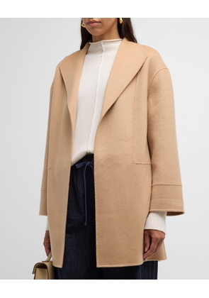 Open-Front Cashmere Car Coat