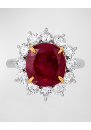 Platinum and 18K Gold Ruby Ring with Diamonds