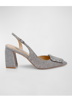 Adaline Glitter Buckle Slingback Pumps