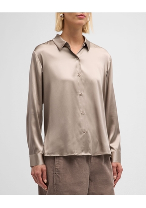 Button-Down Silk Charmeuse Shirt