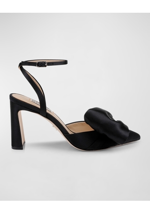 Alease Silk Bow Ankle-Strap Pumps