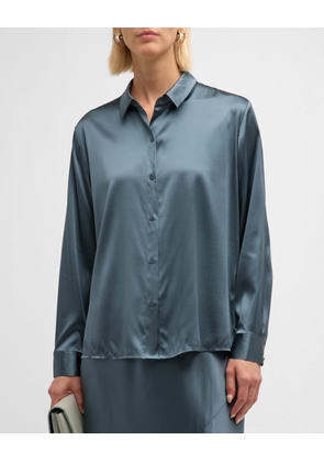 Petite Stretch Silk Charmeuse Easy Shirt