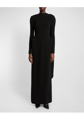 Stretch Crepe Cape Gown