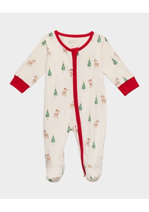 Kid's Christmas Deer Cheer Zip Up Footie, Size Newborn-9M