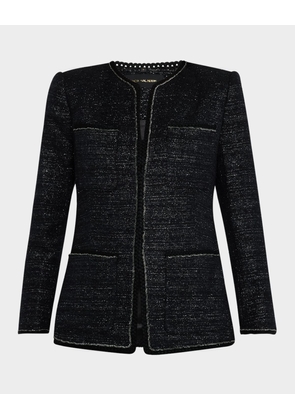 Teigen Chain-Trim Metallic Tweed Jacket