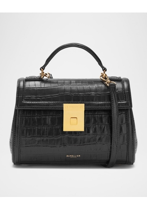 Paris Croc-Embossed Leather Top-Handle Bag