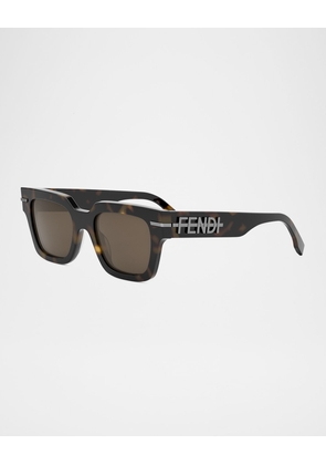 Men's Tonal Logo Acetate Square Sunglasses