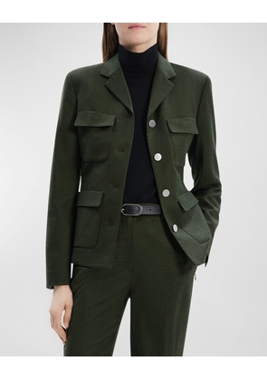 Wool Flannel Tailored Military Jacket