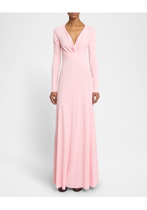 Cowl-Neck Long-Sleeve Jersey Gown