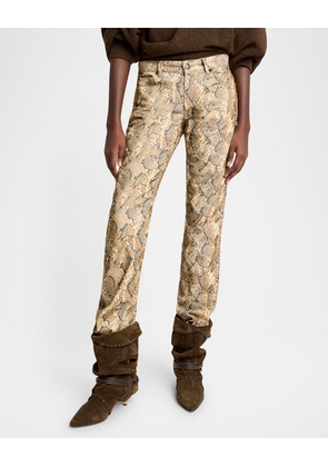 Ferni Snake-Print Velvet Pants