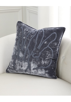 Hand-Embroidered Velvet Decorative Pillow, 20' Square