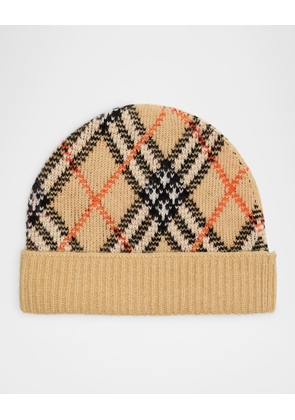 Check Cashmere-Blend Beanie