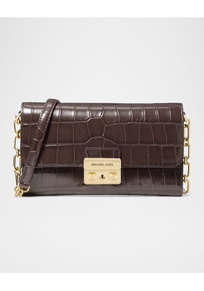 Tribeca Large Croc-Embossed Wallet on Chain