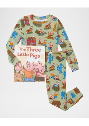 Kid's The Three Little Pigs Book & Pajama Gift Set, Size 2-7