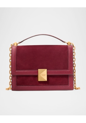 deco pebbled leather & suede shoulder bag